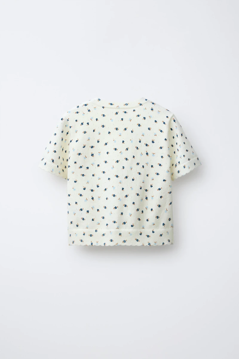 T-SHIRT EN MAILLE À FLEURS