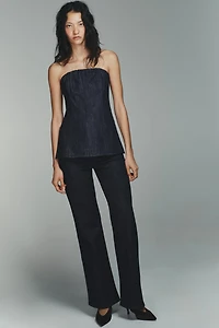 FAUX DENIM BUSTIER TOP