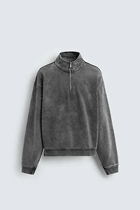 WASHED QUARTER-ZIP SWEATSHIRT