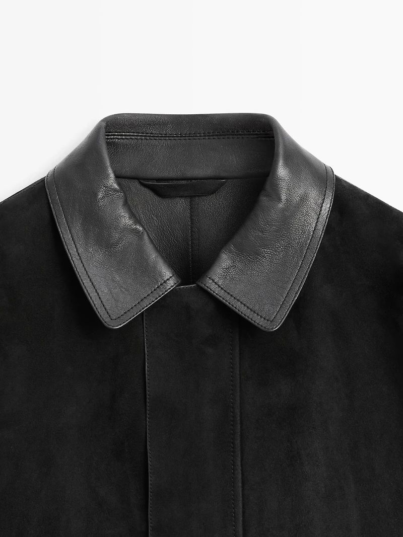 Jacket with suede pockets detail