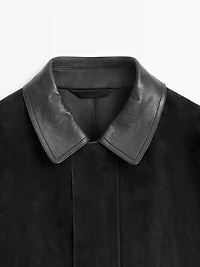 Jacket with suede pockets detail