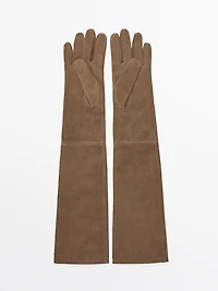 Long suede leather gloves