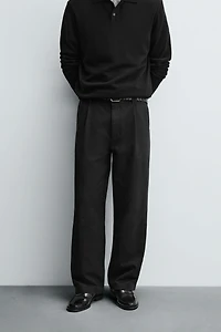 COTTON - LYOCELL PLEATED PANTS