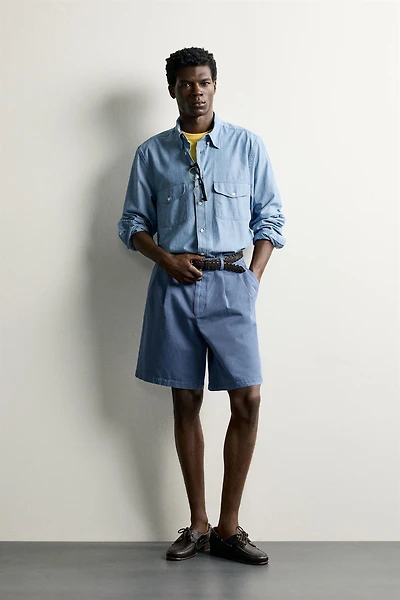 PLEATED REGULAR FIT BERMUDA SHORTS