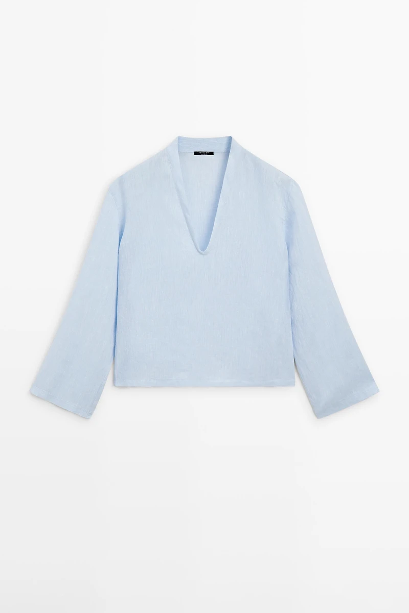 100% linen long sleeve shirt