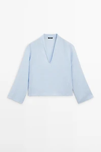100% linen long sleeve shirt