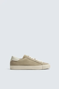 LEATHER HEEL DETAIL SNEAKERS