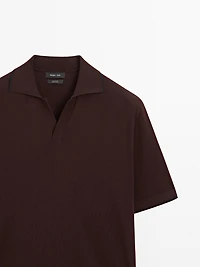 Knit polo shirt with contrast detail