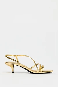 LEATHER KITTEN HEEL SANDALS