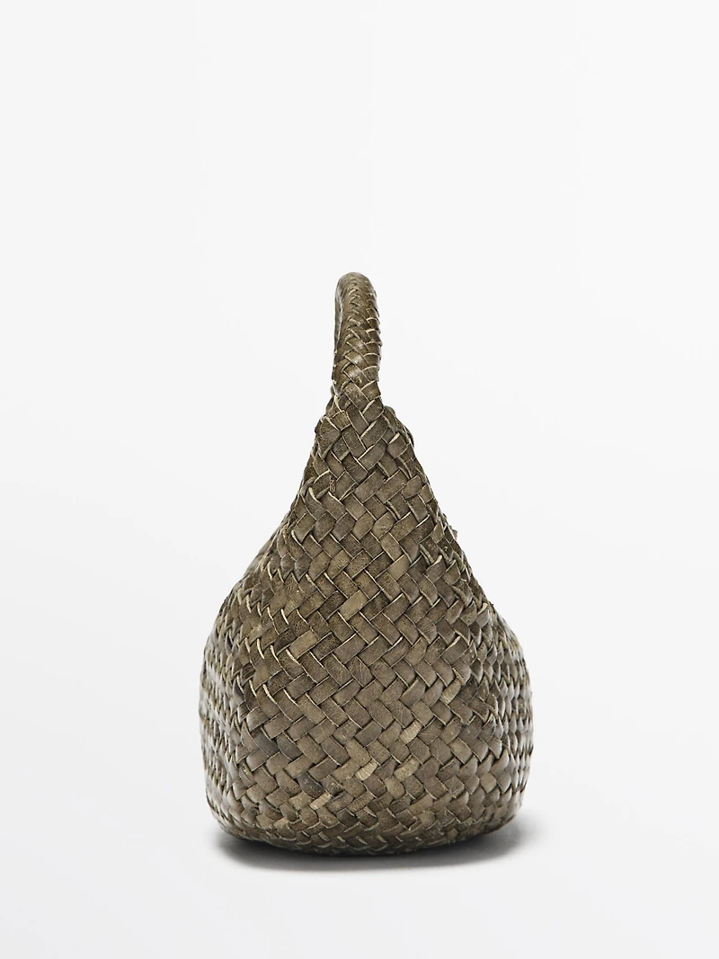 Mini sac tressé cuir nappa