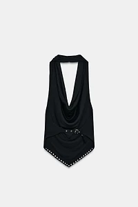 STUDDED HALTER TOP