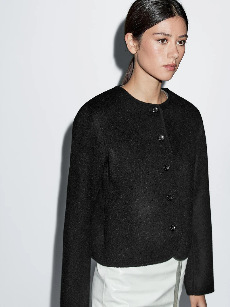 Veste courte en laine mélangée