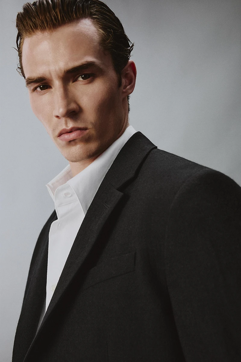 100% WOOL TEXTURED SUIT JACKET