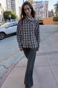 PLAID WRAP SHIRT