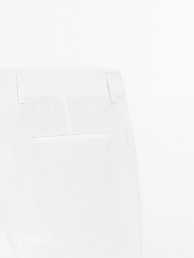 Pantalon tappered fit en coton et lin