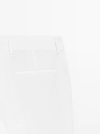 Pantalon tappered fit en coton et lin