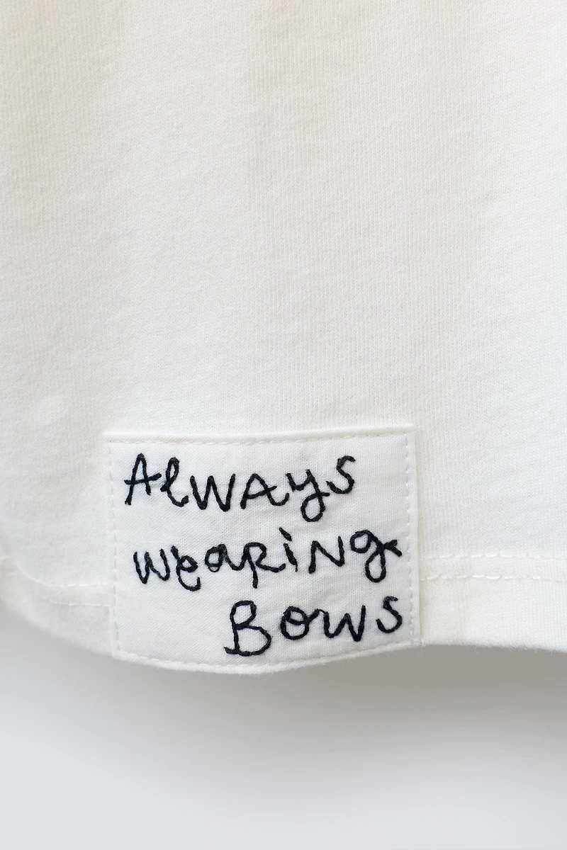 WATERCOLOR PRINT T-SHIRT WITH BOW