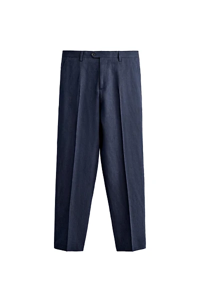 LINEN AND WOOL BLEND REGULAR FIT SUIT PANTS