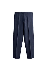 LINEN AND WOOL BLEND REGULAR FIT SUIT PANTS