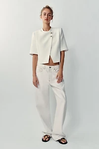 SHORT SLEEVE BLAZER WITH SHOULDER PADS