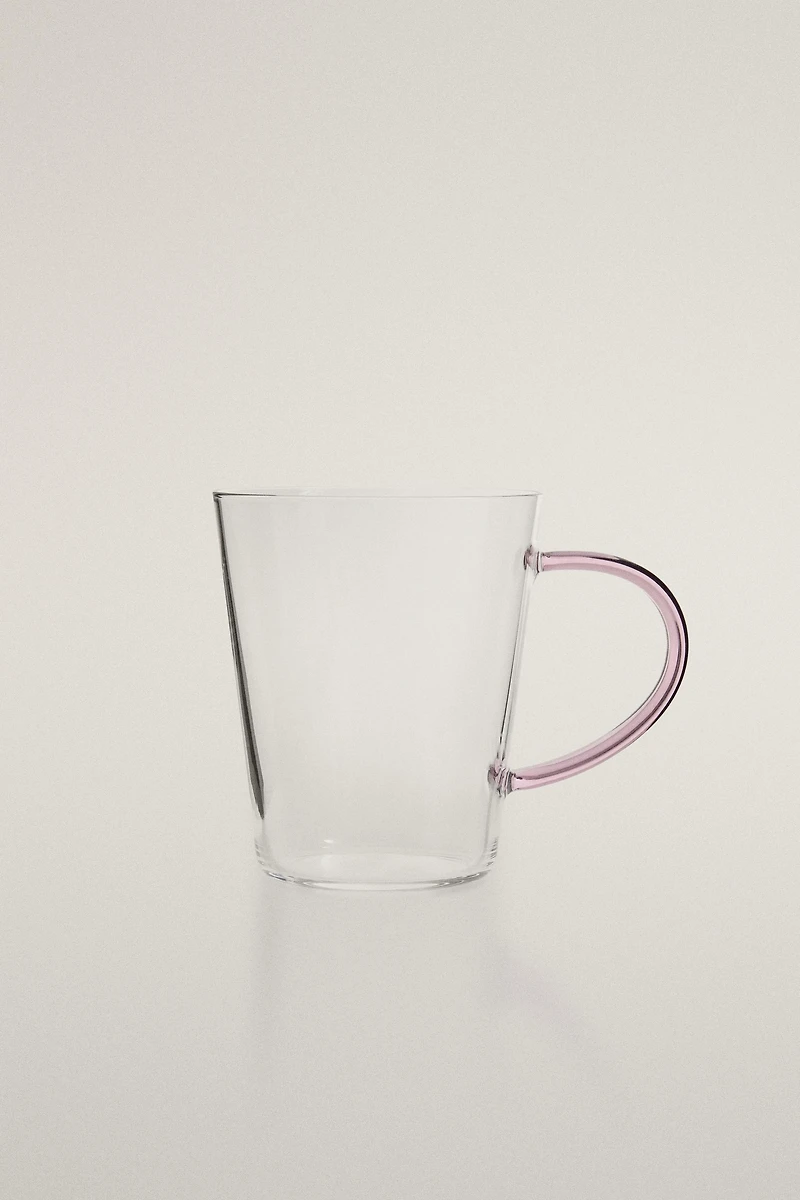 BOROSILICATE GLASS MUG WITH COLOURED HANDLE