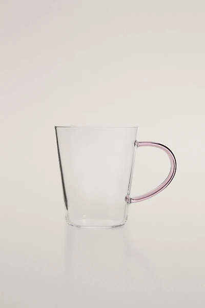 BOROSILICATE GLASS MUG WITH COLOURED HANDLE