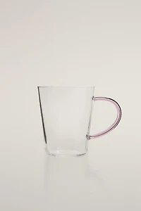 BOROSILICATE GLASS MUG WITH COLOURED HANDLE