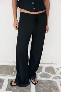 TEXTURED STRAIGHT LEG PANTS