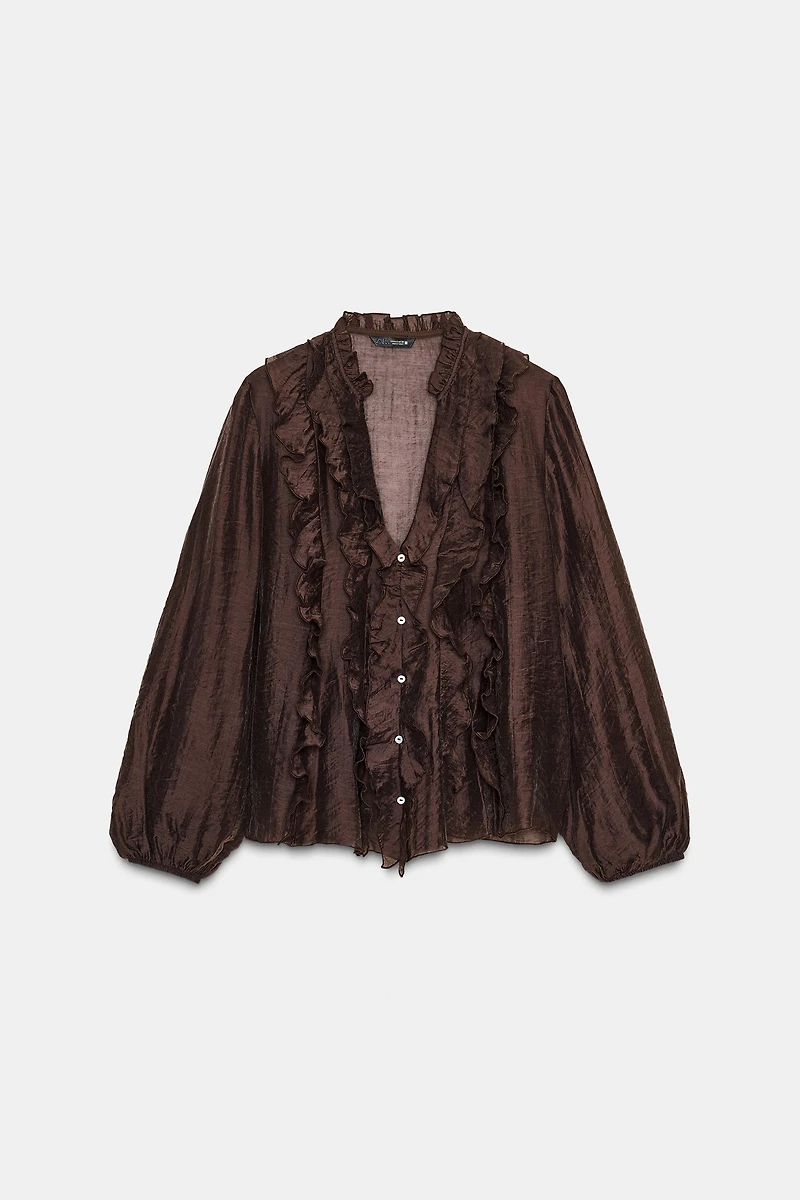 RUFFLED POLKA DOT BLOUSE