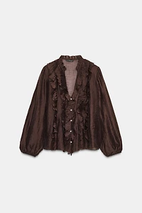 RUFFLED POLKA DOT BLOUSE