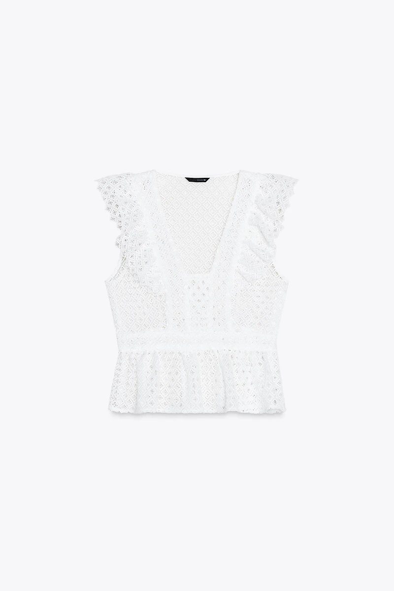 OPENWORK EMBROIDERED TOP