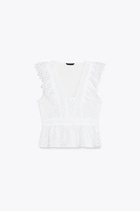 OPENWORK EMBROIDERED TOP