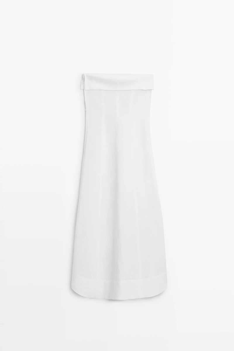 Linen strapless midi dress