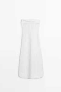 Linen strapless midi dress