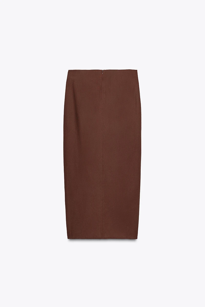 LINEN MIDI SKIRT WITH SHELLS