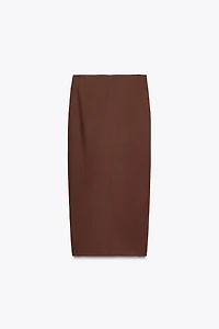 LINEN MIDI SKIRT WITH SHELLS
