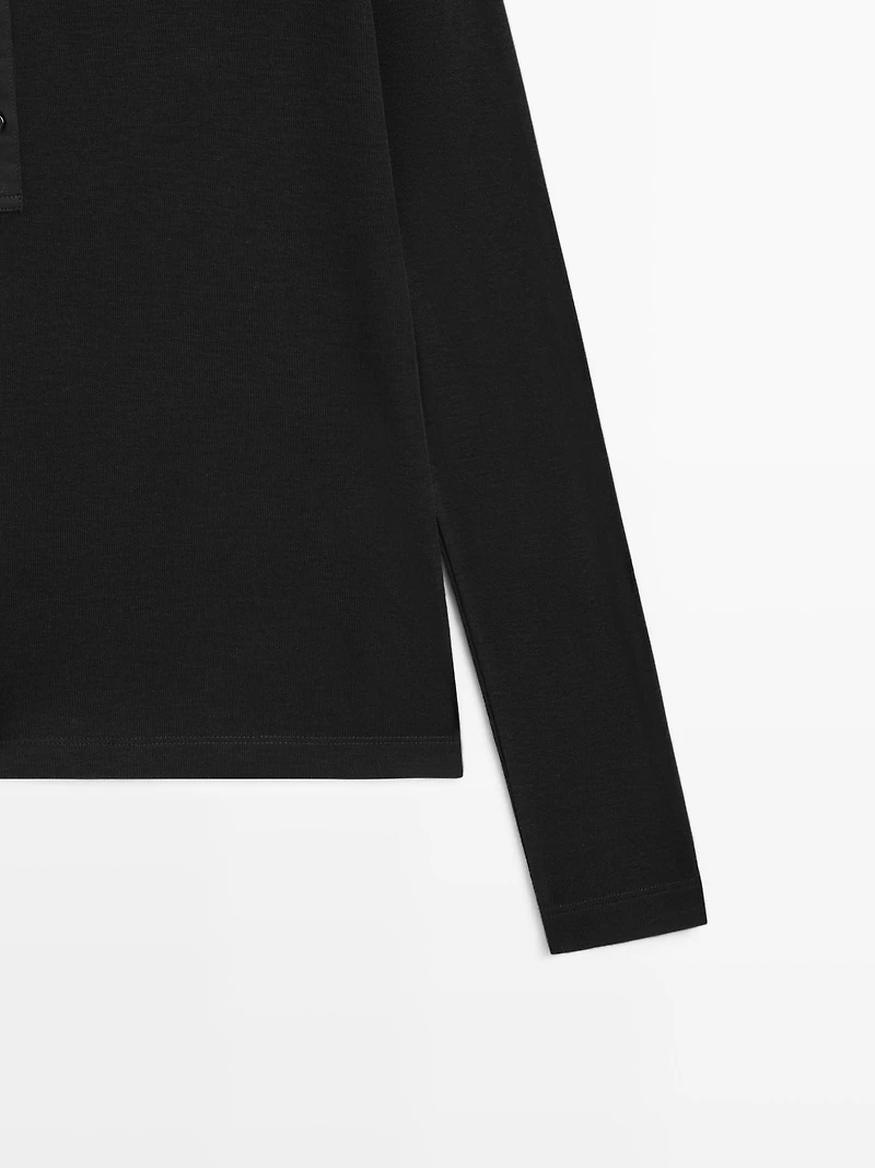 Wool blend henley neck T-shirt