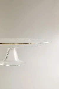 RAISED GLASS SERVING DISH WITH GOLD RIM