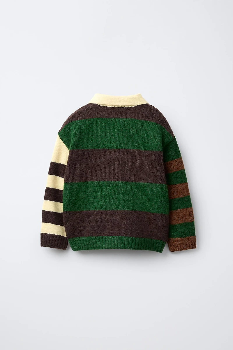 STRIPED KNIT POLO SHIRT