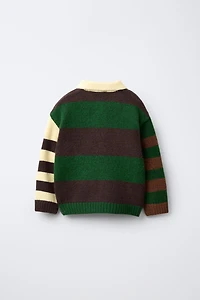STRIPED KNIT POLO SHIRT