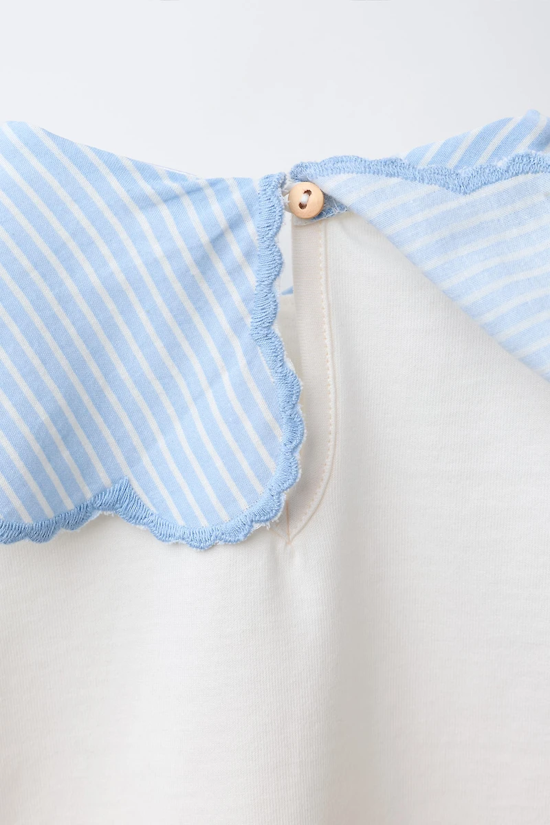 STRIPED COLLAR T-SHIRT