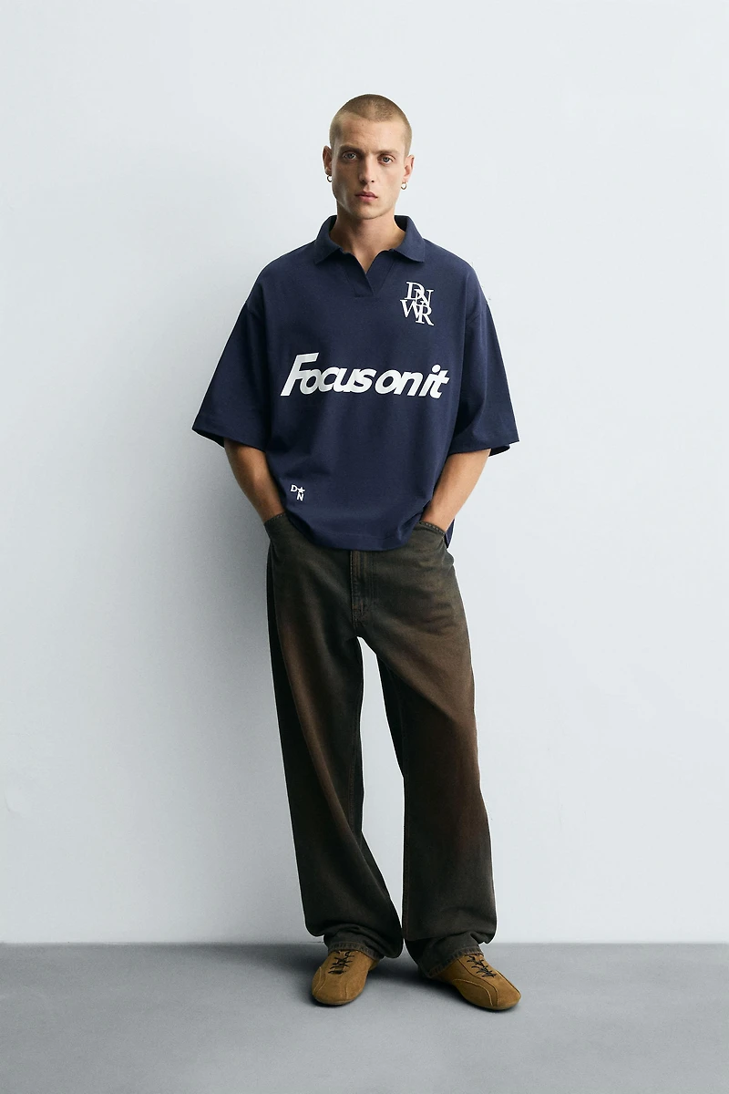 TEXT PRINT POLO SHIRT