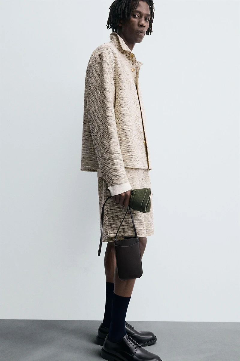 CONTRAST TEXTURED OVERSHIRT