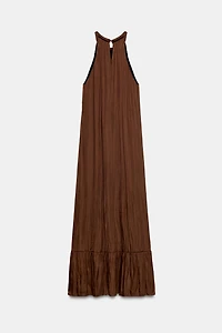 ASYMMETRIC SATIN MIDI DRESS