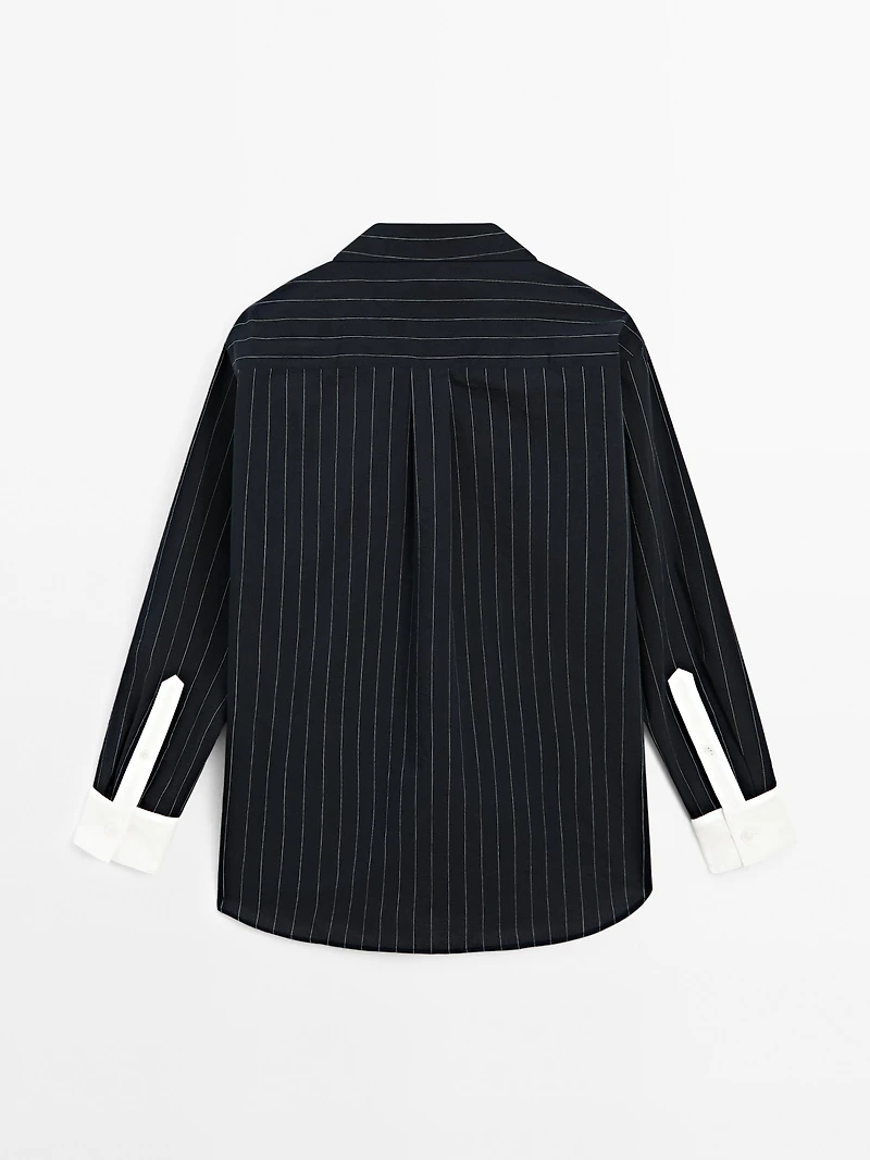 Striped shirt with contrast detail