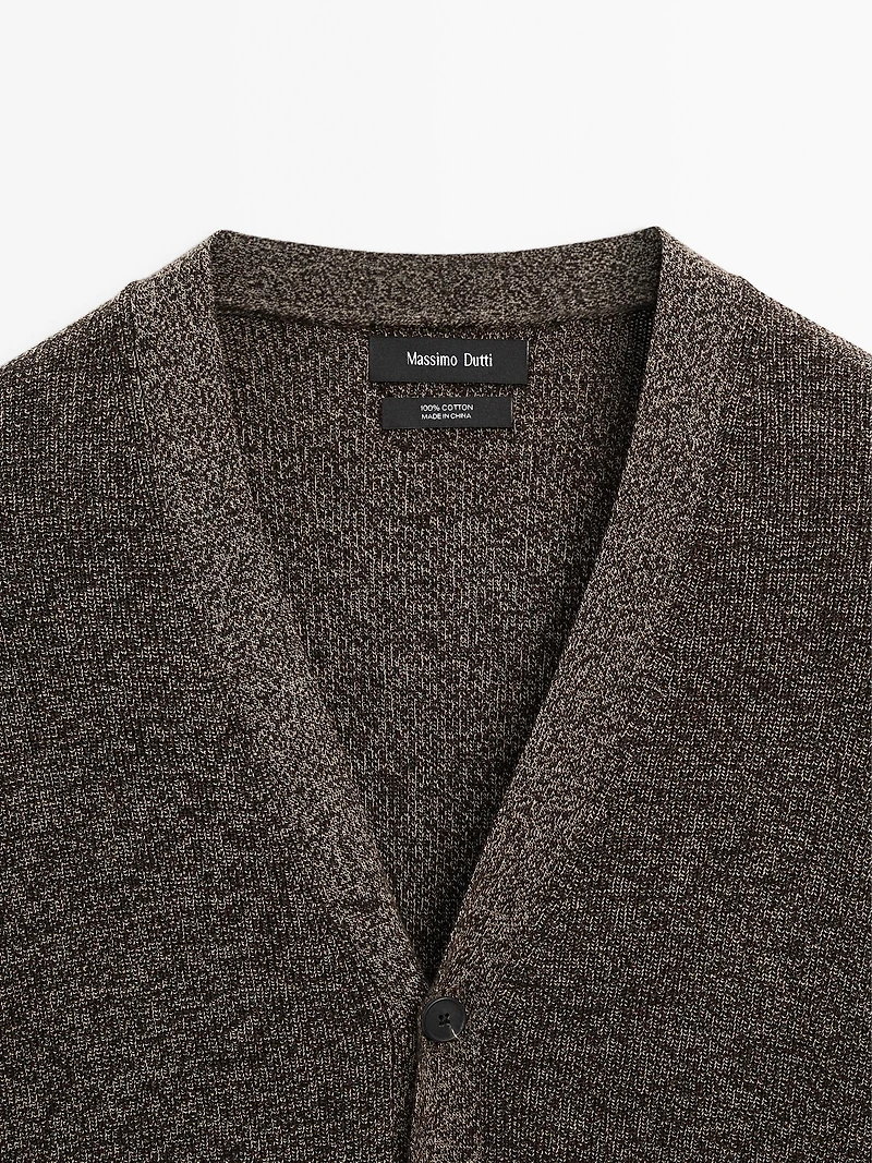 100% cotton mouliné knit cardigan