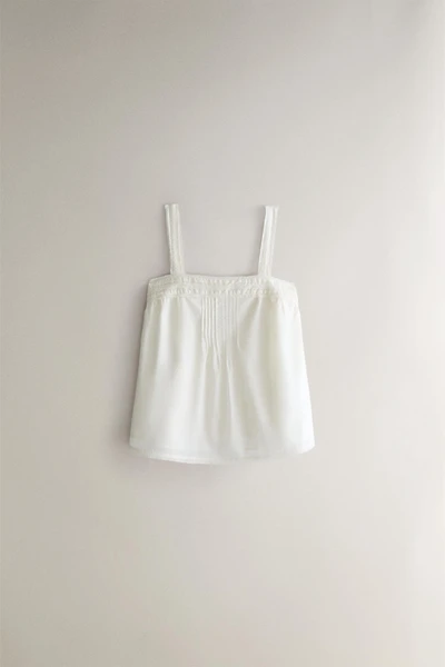 LACE AND PINTUCK STRAPPY TOP