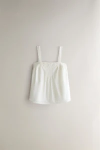 LACE AND PINTUCK STRAPPY TOP