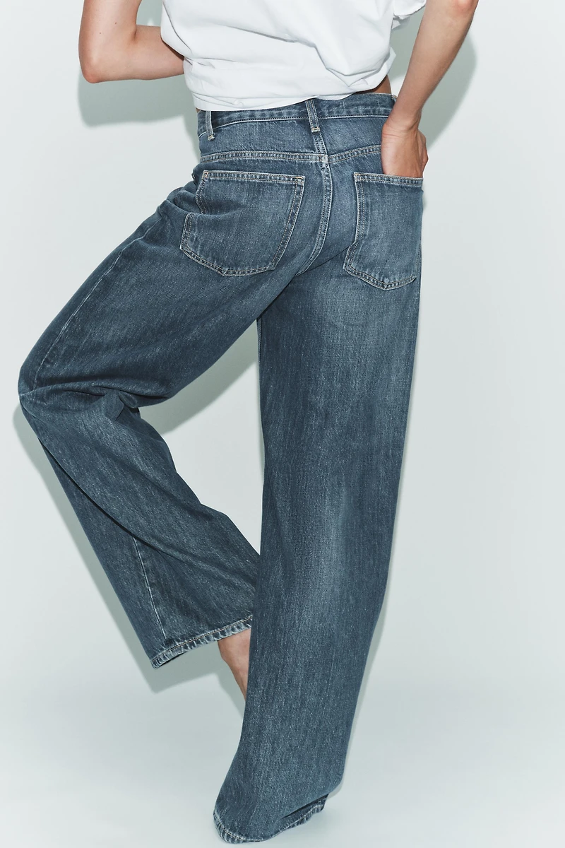 TRF HIGH-WAIST CROSSOVER WAIST WIDE LEG JEANS