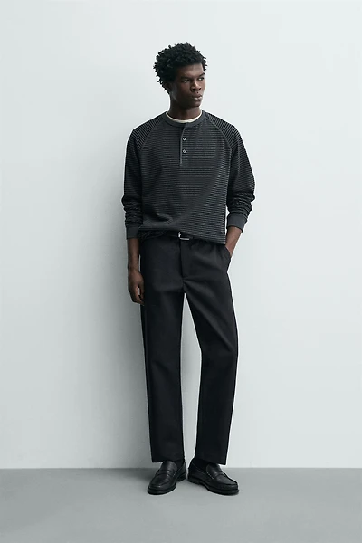 STRIPED HENLEY T-SHIRT